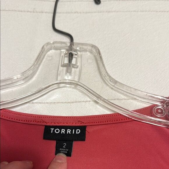 Torrid Pink Ruched 3/4 Sleeve Blouse - Picture 6 of 6